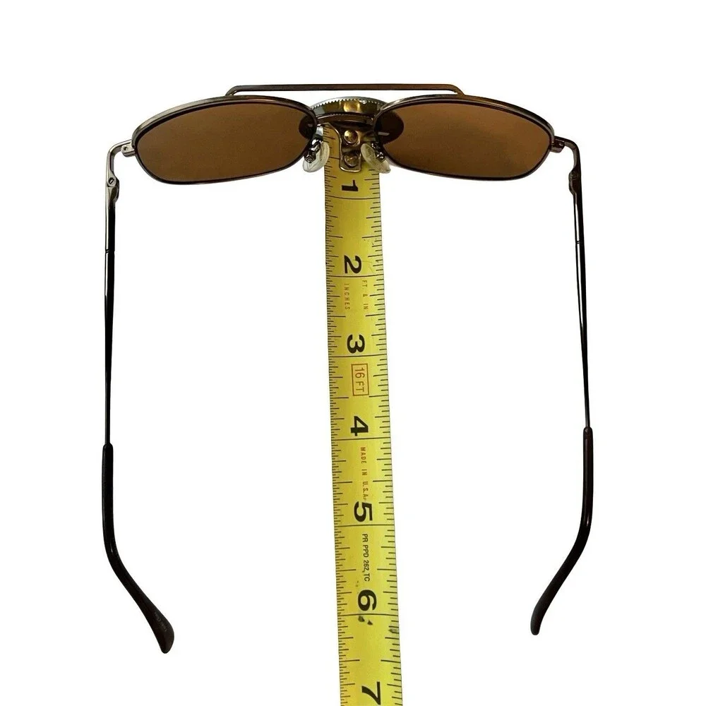 Y2K Brown Sunglasses Double Bridge Rectangle Metal Frame 90s Retro Indie Sleaze